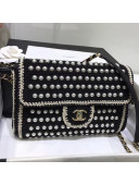Chanel Braid Pearls Charm Flap Bag Black 2019