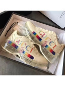 Gucci Rhyton Rainbow Logo Leather Sneakers with Transparent Sole 2020 (For Women and Men)