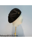 Chanel Wool Cutout-Top Beret Hat Black 2021 110480