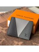 Louis Vuitton Men's Multiple Wallet in V Patchwork Grained Leather M63261 Grey 2020