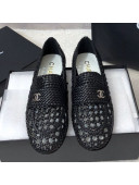 Chanel Shiny Braided Mesh Calfskin Loafers G37403 Black 2021