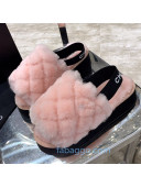 Chanel Quilted Wool Platform Slingback Sandals Pink 2020