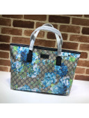 Gucci Flora Print GG Canvas Tote Bag 211137 Blue 2021