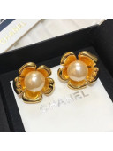 Chanel Pearl Bloom Stud Earrings Gold/White 2020