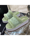 Chanel Crystal CC Platform Sandals Green 2020