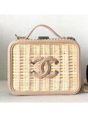 Chanel Medium Rattan Woven Vanity Case A93343 Beige/Gold 2019
