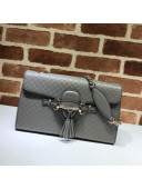 Gucci GG Leather Tassel Medium Shoulder Bag 449635 Grey 2021