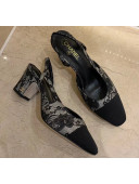 Chanel Slingbacks In Lambskin & Lace G31318 Black 2020