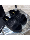 Chanel Crystal CC Platform Sandals Black 2020