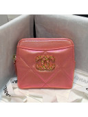Chanel 19 Iridescent Leather Card Holder Pink 2021