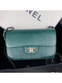 Chanel Small Lizard Skin Classic Flap Bag Green 2019
