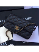 Chanel Stitching Quilted Calfskin Medium Flap Bag Black 2019