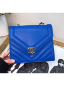 Chanel Chevron Calfskin Chain Flap Bag AS0025 Royal Blue 2019