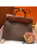 Hermes Original Leather And Canvas Large Herbag Handbag 39cm Etoupe/Brown 2019