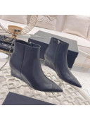 Chanel Calfskin Wedge Ankle Boots 7.5cm Black 2021