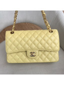 Chanel Medium Iridescent Quilted Grained Leather Classic Flap Bag Yellow 2019