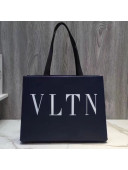 Valentino VLTN Garavani Shopper Tote Bag in Calfskin Navy Blue 2018
