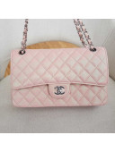 Chanel Medium Iridescent Quilted Grained Leather Classic Flap Bag Pale Pink 2019
