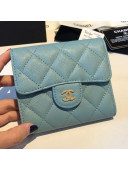 Chanel Three Folds Classic Small Flap Wallet A81900 Blue 4
