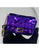Fendi NANO BAGUETTE Charm Bag in Purple Sequin 2020