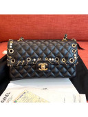 Chanel Eyelet and Chain Classic Flap Bag A01112 Black/Gold 2019