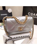 Chanel Quilted Goatskin 19 Flap Bag AS1160 Silver 2020