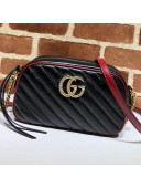 Gucci GG Diagonal Marmont Leather Small Shoulder Bag 447632 Black/Red 2019