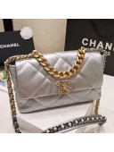 Chanel Quilted Goatskin 19 Large Flap Bag AS1161 Silver 2020