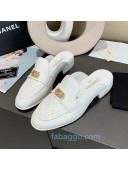 Chanel Boy Calfskin Flat Mules White 2020