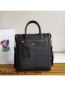 Prada Men's Saffiano Leather Business Top Handle Bag 2VG046 Black 2021