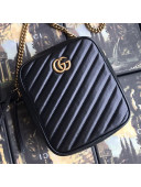 Gucci GG Diagonal Marmont Leather Mini Shoulder Bag 550153 Black 2019