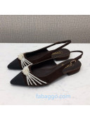Chanel Suede Pearl Knot Flat Slingbacks G36467 Brown 2020