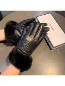 Chanel Lambskin and Rubbit Fur Gloves Black 2021 32