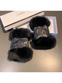 Chanel Lambskin and Rubbit Fur Gloves Black 2021 34