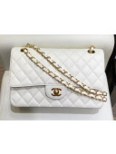 Chanel Grained Caflskin Medium Classic Flap Bag A01112 White With Gold Hardware
