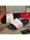 Gucci Mice Print Rubber Slide Sandal White/Black 2020(For Women and Men)