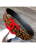 Chanel Leopard Print Horsehair Belt 5CM Width Red 2020