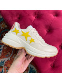 Gucci Rhyton Calfskin Sneaker with stars White/Yellow/Red 2021