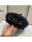 Chanel Tweed Beret Hat Black 2021 110533