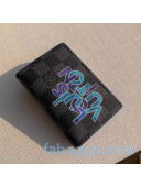 Louis Vuitton Men's Pocket Organizer Wallet N60301 Damier Graphite Canvas/Blue 2020