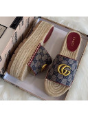 Gucci GG Matelassé Canvas Espadrille Sandal With Cord platform Blue 2020