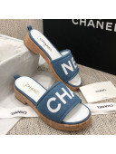 Chanel Denim Slide Sandals G34826 Blue 2021