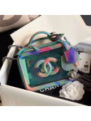 Chanel Iridescent Quilted PVC Small Vanity Case A93342 Blue 2020