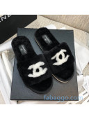 Chanel Wool CC Flat Slipper Sandals Black 05 2020