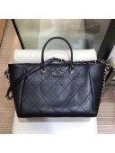 Chanel Quilted CC Logo Shopping Tote Bag Black 2019