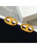 Celine Metal Oval Stud Earrings Gold 2019