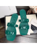 Gucci PVC Chain Flat Slide Sandals Green 2021