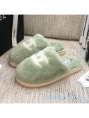 Chanel Wool CC Flat Slipper Mules Green 07 2020