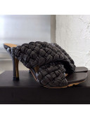 Bottega Veneta Lambskin Woven Heel Slide Sandals 90mm Brown 2020