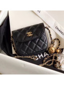 Chanel Quilted Lambskin Mini Flap Waist Bag with Metal Ball AP1461 Black 2020